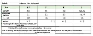 Detailed size chart table for black sequined vest including length and bust measurements