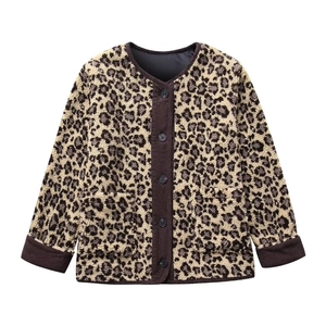 Women Y2K Leopard Print Sherpa Fleece Jacket V-Neck Button Up Corduroy Splicing Loose Outerwear Autumn Winter Warm Coat