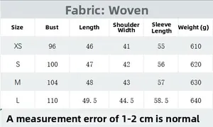 Guide des tailles pour veste en fausse fourrure Y2K avec mesures précises XS à L