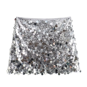 Damen Y2K Silber Pailletten Minirock Sexy Bodycon Party Clubwear Glänzend Metallic Hohe Taille Rock Für Ausgehen Festival