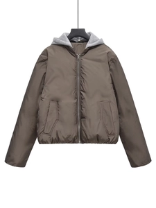 Women Y2K Winter Hooded Padded Jacket Detachable Hood Patchwork Polyester Cotton Warm Streetwear Casual Zip Up Outwear Coat