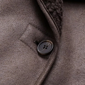 Loose Y2K oversized jacket with lapel and faux suede fabric featuring cozy fleece lining