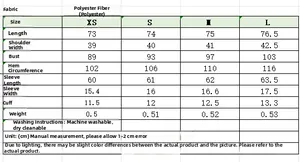 Size chart for Y2K pinstripe blazer and trousers set with detailed measurements
