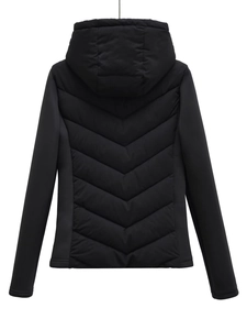 Veste à capuche Y2K pour femme avec matelassage en V au dos en finition noire