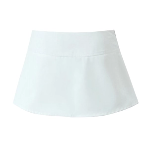 Detailed view of the pure white A-line mini skirt with clean stitching and woven texture