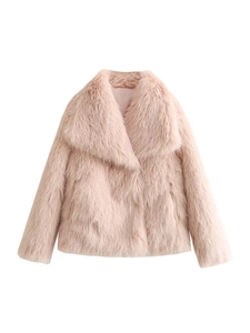 Women Y2K Faux Fur Jacket Winter Thick Lapel Plush Coat Solid Color Elegant Warm Outerwear For Streetwear Party Stylish Top