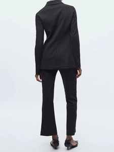 Women's 2024 Y2K pinstripe suit set with slim fit blazer and trousers back view