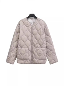 Giacca Trapuntata Leggera da Donna Girocollo Cerniera Motivo a Onde Cappotto Imbottito Con Grandi Tasche Casual Caldo Capospalla Outdoor