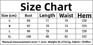 Tableau des tailles pour mini robe dos nu en mesh à manches longues, mesures en cm