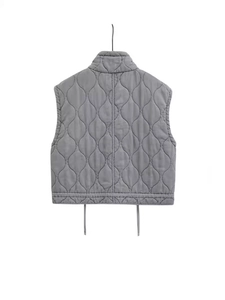 Gilet trapuntato grigio da donna con collo alto e motivo a cipolla vista posteriore