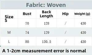 Size chart for floral knit backless dress with chest and length measurements in cm