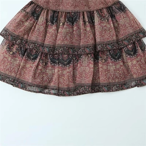Chic paisley honeycomb print ruffled mini skirt with bohemian layers for women