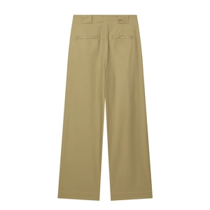 Détails du dos d'un pantalon large taille haute kaki avec poches et coutures