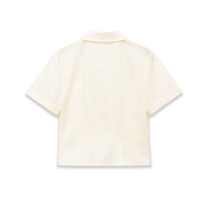 Chemise minimaliste en popeline à manches courtes pour femmes, vue de dos, ivoire