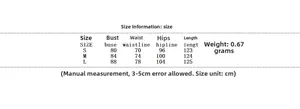 Detailed size chart for the off-shoulder fishtail evening dress including S M L data