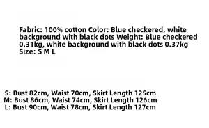 Detailed size guide and fabric specifications for the cotton lace-up evening dress