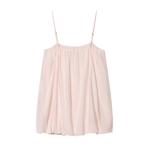Light pink A-line balloon style camisole top with adjustable spaghetti straps for women