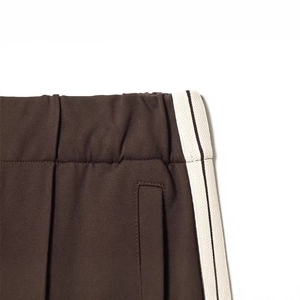 Brown sporty trousers with elastic waist and side contrast stripes casual leisure set