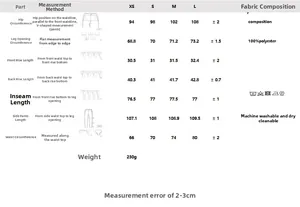 Guide des tailles pour ensemble haut licou et pantalon large avec mesures du XS au L