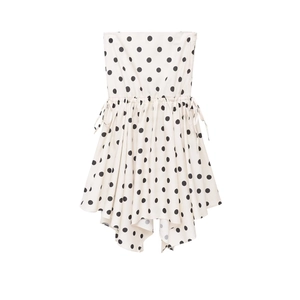 Polka Dot Midi Rock Damen Französischer Vintage Unregelmäßiger Rüschensaum Kordelzug Taille High Low Rock Lässig Party Streetwear