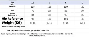 Size guide with dress length, bust, and waist measurements for sleeveless maxi dress