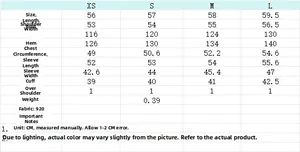 Detailed size chart for the women's casual patchwork cropped trench coat in CM