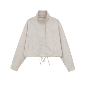 Ensemble veste zippée à carreaux légers et pantalon pour femme avec cordon de serrage