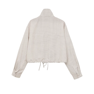 Vue arrière de la veste en nylon à carreaux avec col montant et cordon de serrage réglable