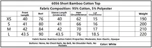 Detaillierte Größentabelle von XS bis L mit Materialangaben für dieses kurze Baumwolltop