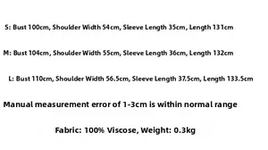 Tableau des tailles pour robe longue en viscose à imprimé floral avec mesures