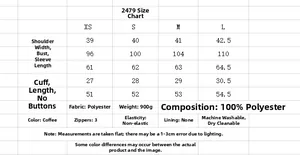 Detailed size chart and fabric specifications for the women lapel short jacket