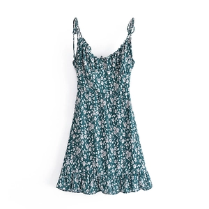 Robe d'été fleurie vintage française avec volants et taille haute ajustée