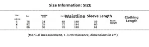 Detailed size chart in centimeters for women's polka dot maxi dress with flare sleeves