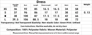 Guide des tailles pour robe à manches courtes et motif géométrique, mesures du XS au L