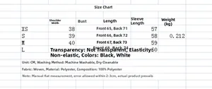 Size guide for women's loose long sleeve shirt with detailed measurements in CM