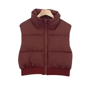 Gilet Matelassé Femme Col Montant Slim Fit Ourlet Nervuré Sans Manches Rembourré Fermeture Éclair Chaud Hiver Extérieur