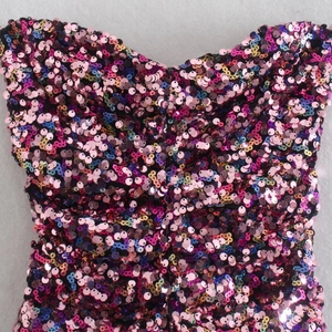 Y2K colorful sequin tube top for women featuring vibrant pink and purple pleated fabric