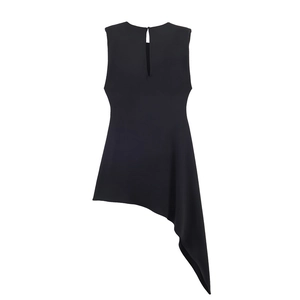 Haut sans manches noir pour femme avec ourlet asymétrique et détail goutte au dos