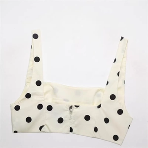 Polka dot cropped camisole top with back zipper and square neckline for women