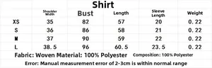 Tabella delle taglie dettagliata per camicia in popeline con fiocco, misure da XS a L