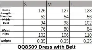Guide des tailles détaillé pour robe ajustée avec mesures buste taille et longueur
