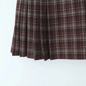 Gonna a pieghe a vita alta con motivo a quadri vintage marrone per donna