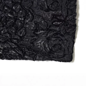 Elegantes schwarzes Pailletten-Bustier mit 3D-Blumenstickerei aus Spitze im Slim-Fit-Stil