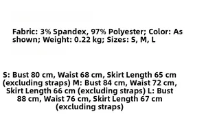 Size chart showing fabric specs and measurements for the polka dot lace mini dress
