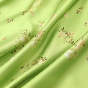 Chic grass green floral satin dress for women with elegant drape and silky finish