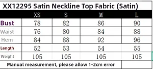 Größentabelle für Satin-Neckholder-Top mit Maßen für Brust, Taille und Länge von XS bis L