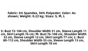 Detailed size chart and fabric specifications for the floral slim fit mini dress