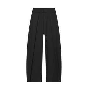 Pantalon Ballon Jambe Large Taille Haute Femmes Décontracté Plissé Polyester Couleur Unie Pantalon Large Streetwear Mode Automne