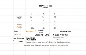Detailed size guide and fabric specifications for yellow knit jacquard mesh maxi dress
