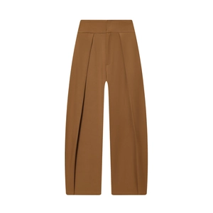 Pantalon ballon taille haute marron caramel avec plis à la taille style occidental